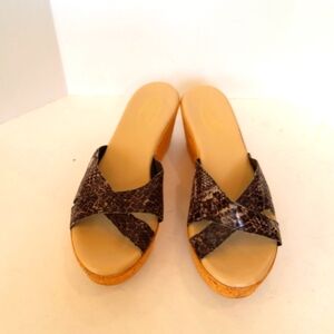 Callisto of California kork wedge snake print sandals